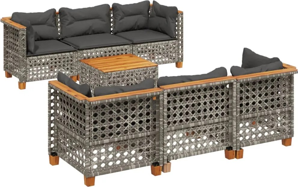 vidaXL 8 részes szürke polyrattan kerti ülőgarnitúra párnákkal