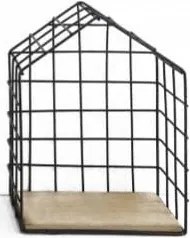 Fali Polc Házikó Kicsi 15,5 x 8 x 20cm Fém Fekete