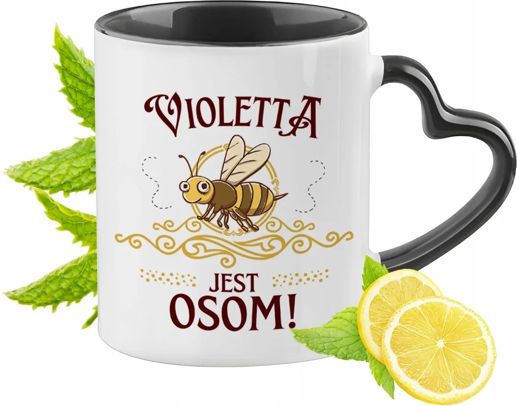 Violeta Bögre Fekete Szív Alakú Füllel Ajándék Nyomtatott