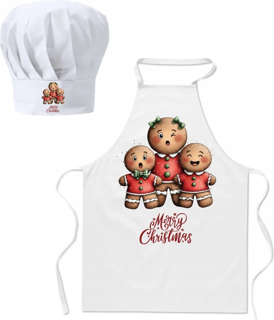 Konyhai kötény Szakács sapka Karácsonyi mézeskalács család szett