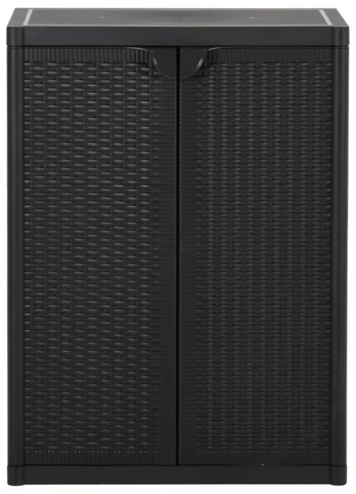 fekete PP rattan kerti tárolószekrény 65 x 45 x 88 cm
