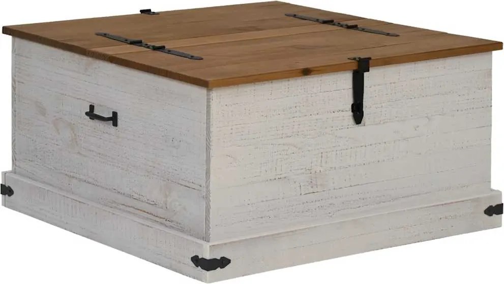 vidaXL fehér tömör fenyőfa HALDEN tárolószekrény 91x91x47 cm