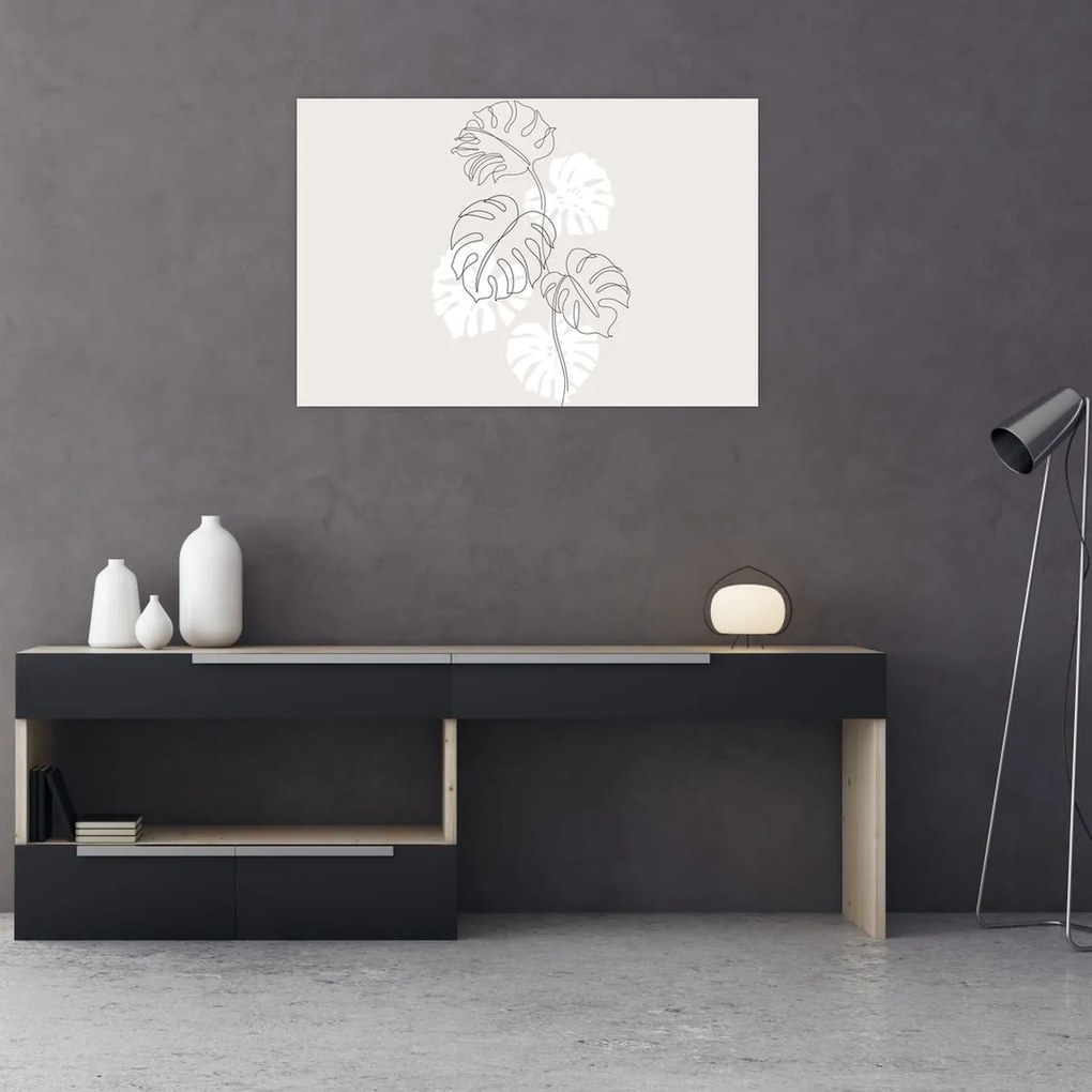 Kép - Vonalkép monstera N⁰3 (90x60 cm)