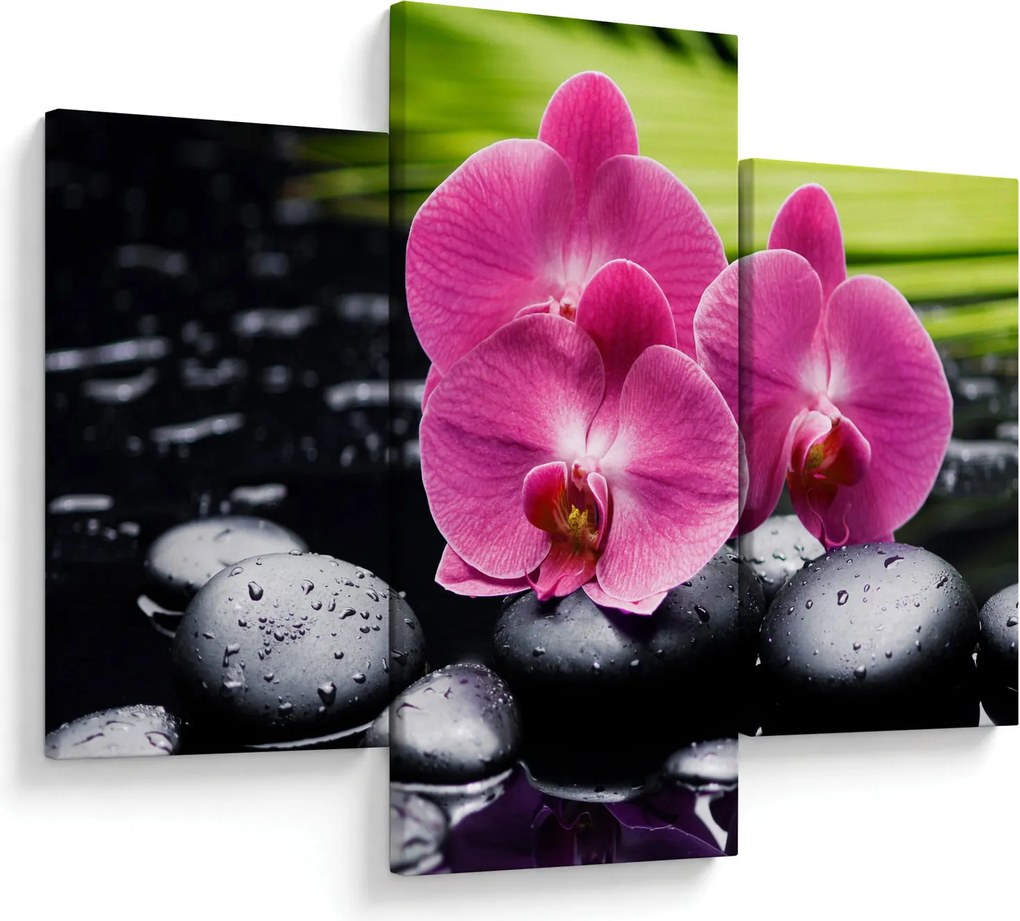 Kép - Rózsaszín orchidea pálmalevéllel (90x60 cm)