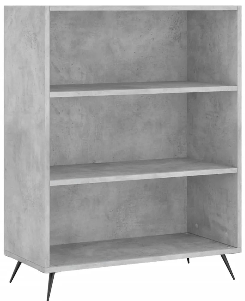 betonszürke szerelt fa könyvespolc 69,5 x 32,5 x 90 cm