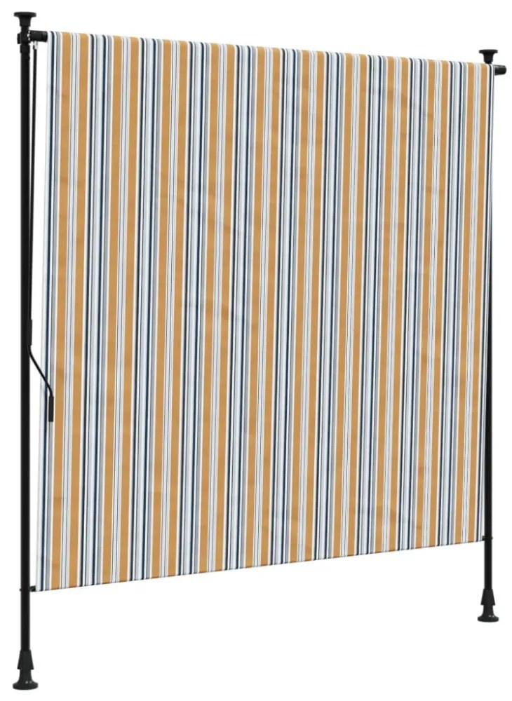 sárga és fehér szövet és acél kültéri roló 150 x 270 cm