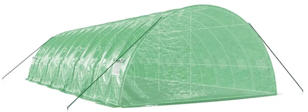 zöld acélvázas melegház 72 m² 12 x 6 x 2,85 m