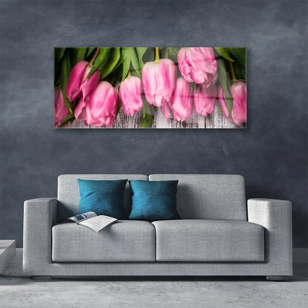 Üvegkép Tulipánok Fal 120x60cm 2 fogas