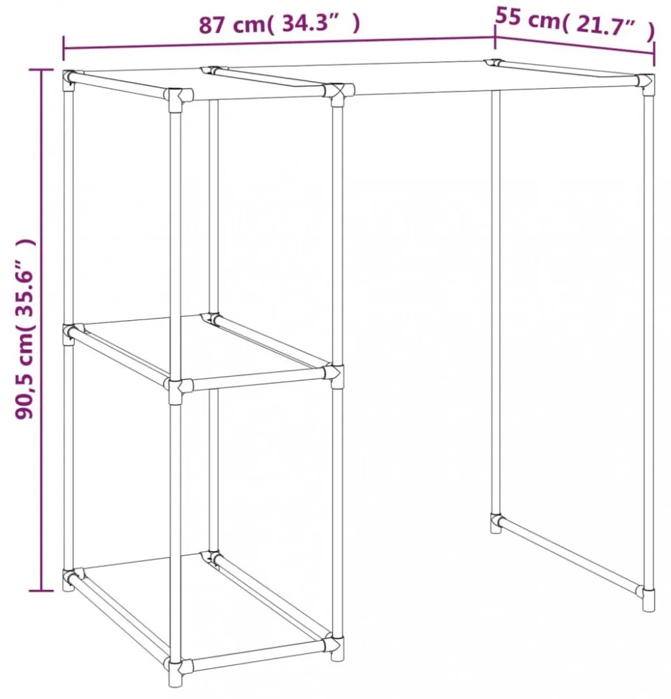 2 szintes fekete mosógép feletti tárolóállvány 87x55x90,5 cm