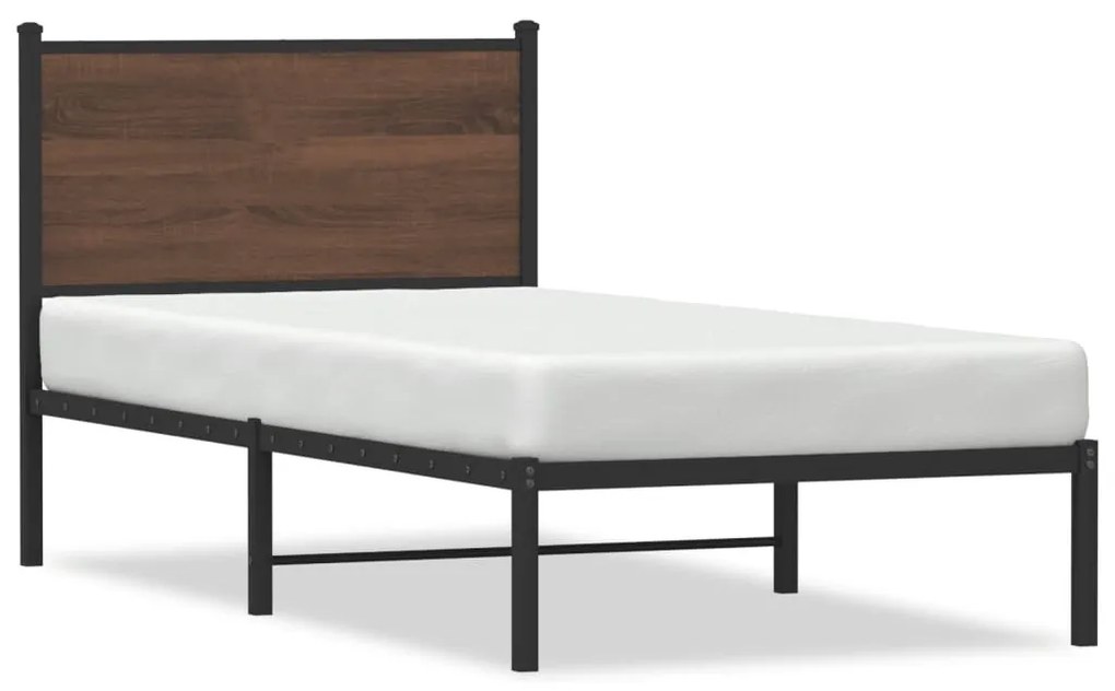 barna tölgy színű fém ágykeret matrac nélkül 90 x 200 cm