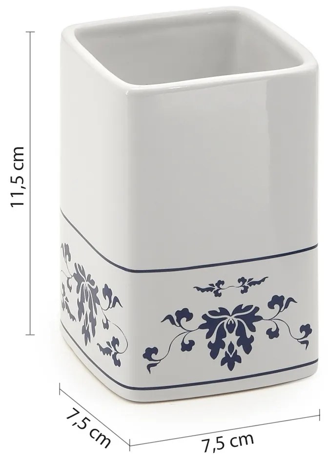 GEDY CX9889 Cixi álló pohár, porcelán, fehér/kék