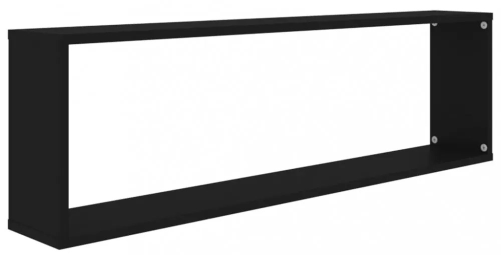 4 db fekete szerelt fa fali polc 100 x 15 x 30 cm