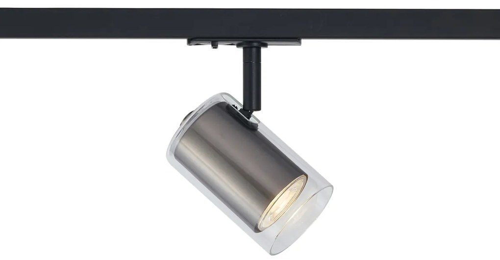 Modern spotlámpa fegyverszürke színben, átlátszó üveggel, 1 fázisú sínrendszerhez - Iconic Lloyd