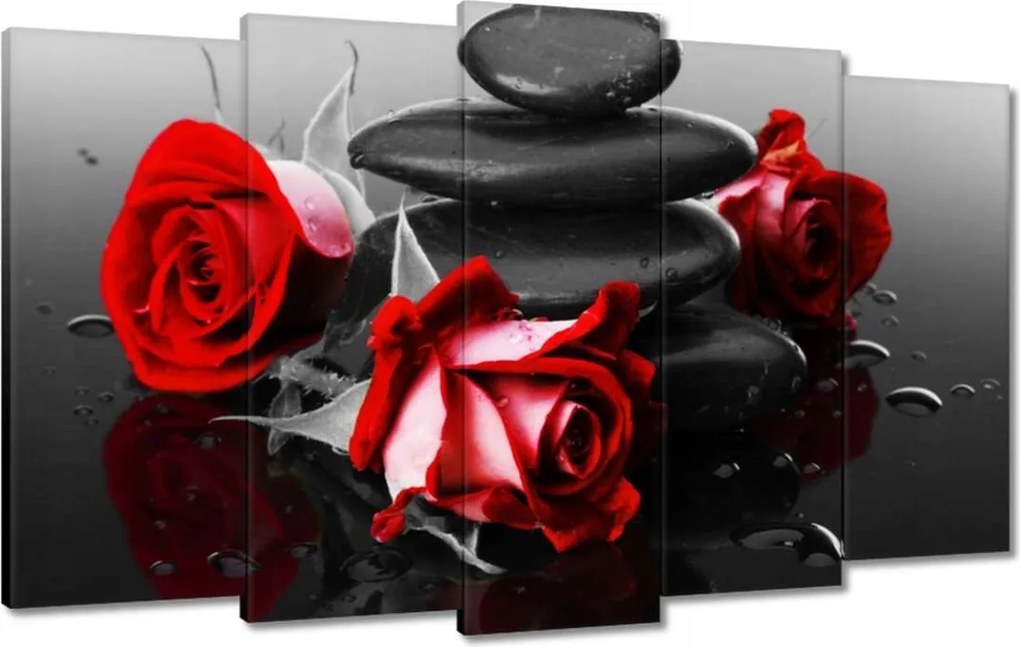 Vászonkép 100x60 Vörös rózsák Kövek