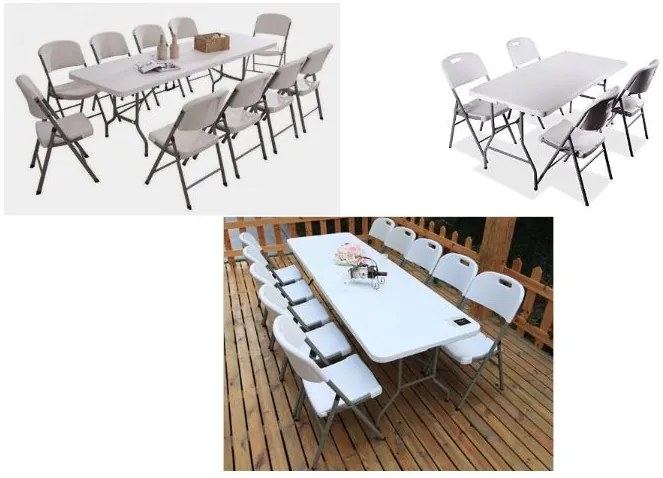 Összecsukható catering asztal 180cm fekete