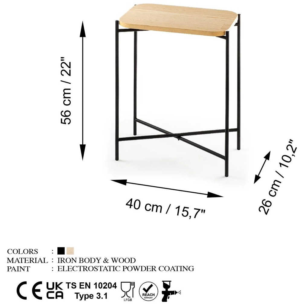 Kézi asztal Museli 1 (fekete + természetes) . 1093149