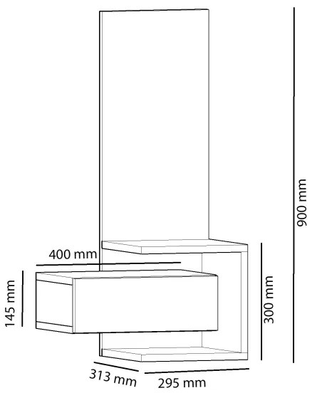 Fali tükör polccal STELLA 90x49 cm barna/antracit