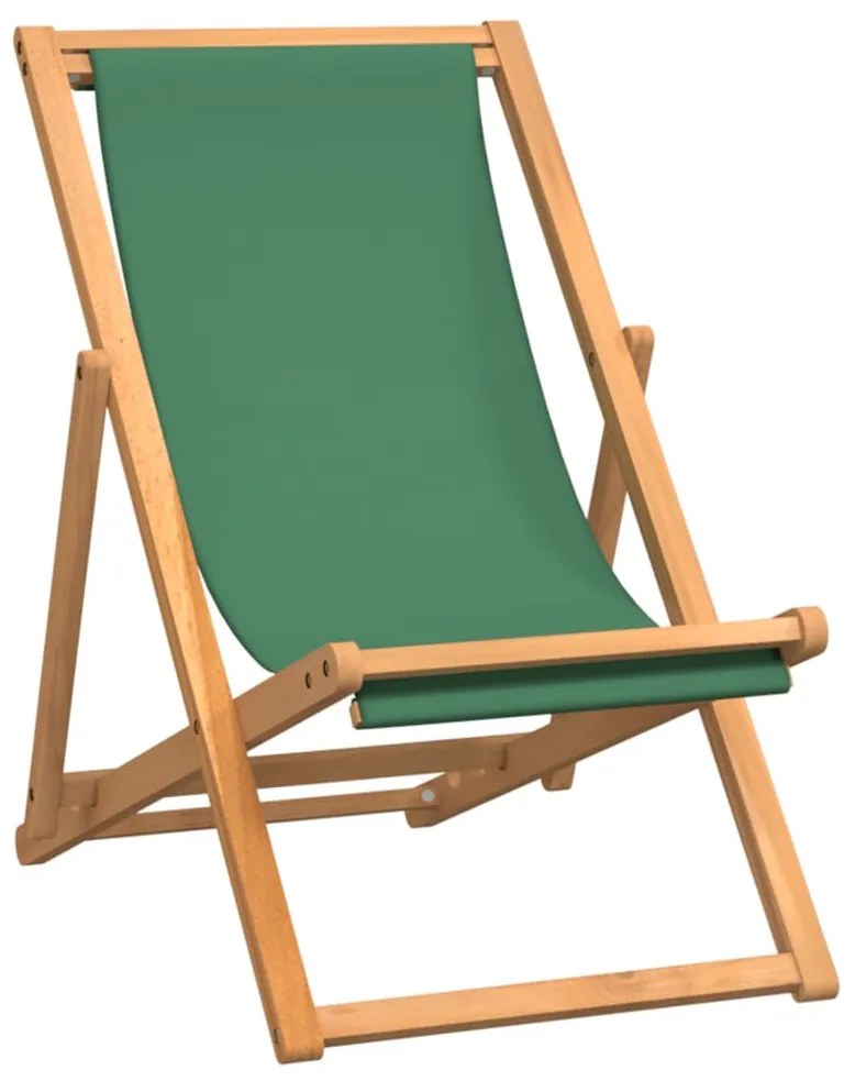 Zöld összecsukható tömör tíkfa strandszék