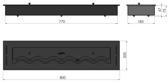 InFire - Beépített BIO kandalló 7,5x80 cm 6kW fekete
