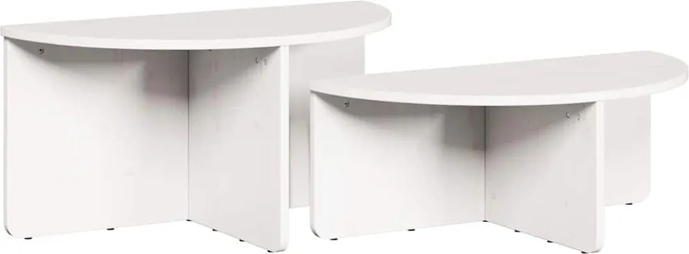vidaXL Dohányzóasztal 2 pcs Fehér Tömör fenyőfa