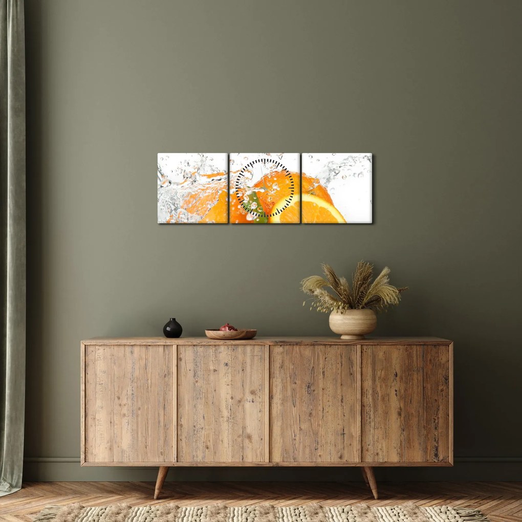 Kép - Lédús narancsok (órával) (90x30 cm)