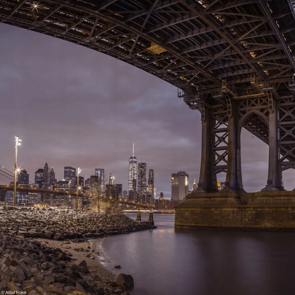 Poszter 20x20cm Manhattan híd és New York panoráma 2, Assaf Frank
