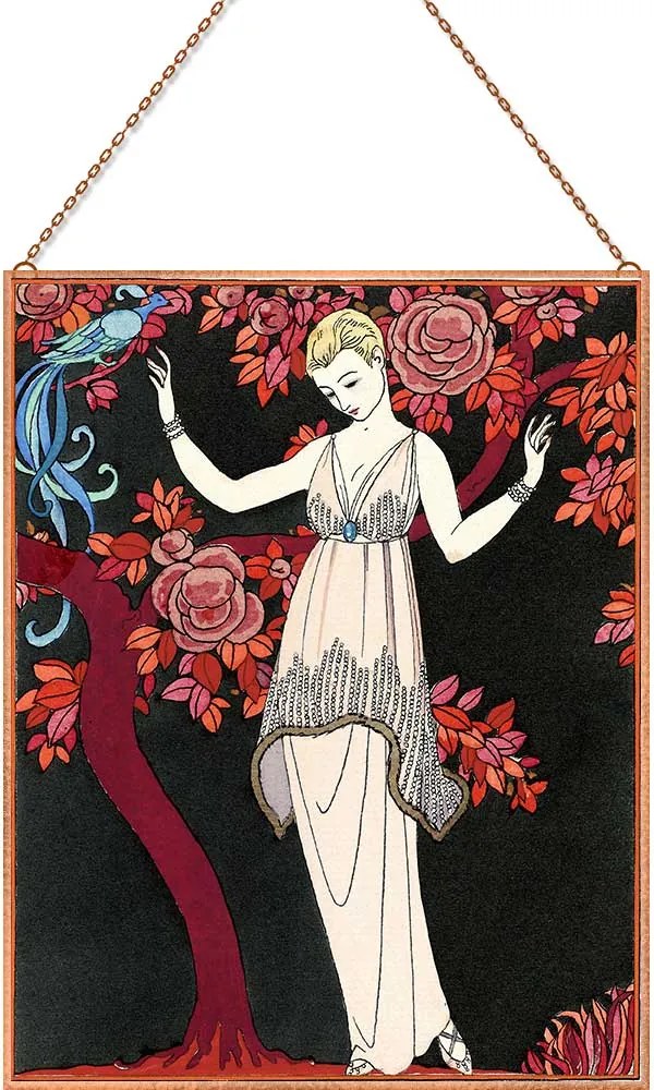 George Barbier - L’Arbre de science Robe-du soir de Doeuillet üvegkép,