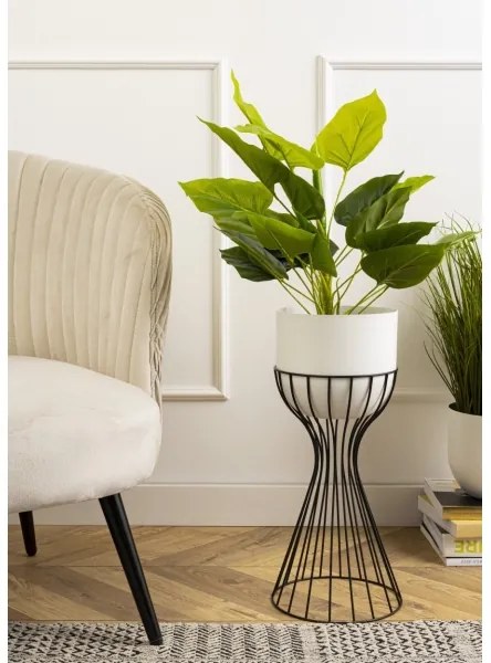 Fém virágcserép LOFT 46x20 cm fekete/fehér