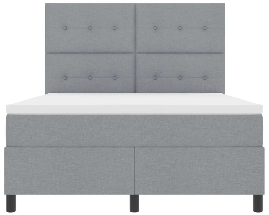 Box Spring Ágy Matrac Világosszürke 140x190 cm Szövet