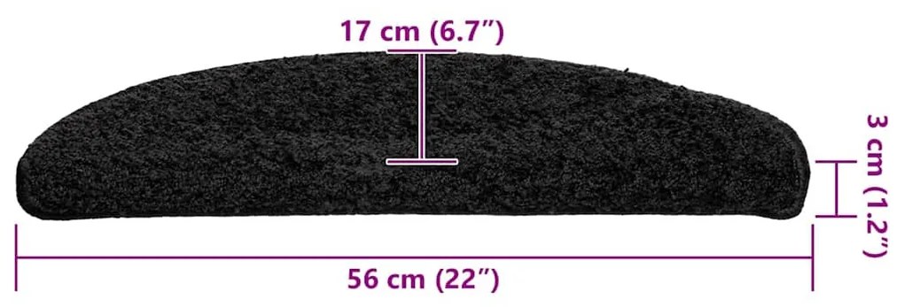 30 db fekete lépcsőszőnyeg 56x17x3 cm