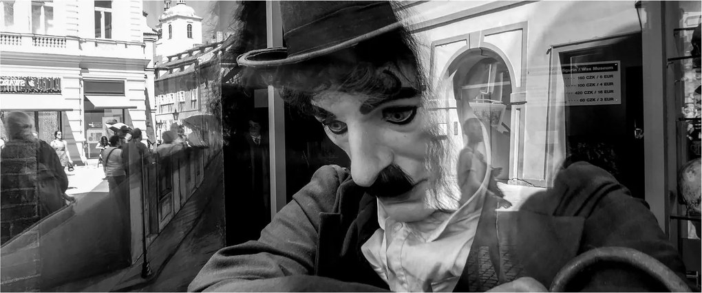 Kép - Charles Chaplin, Prágában (120x50 cm)