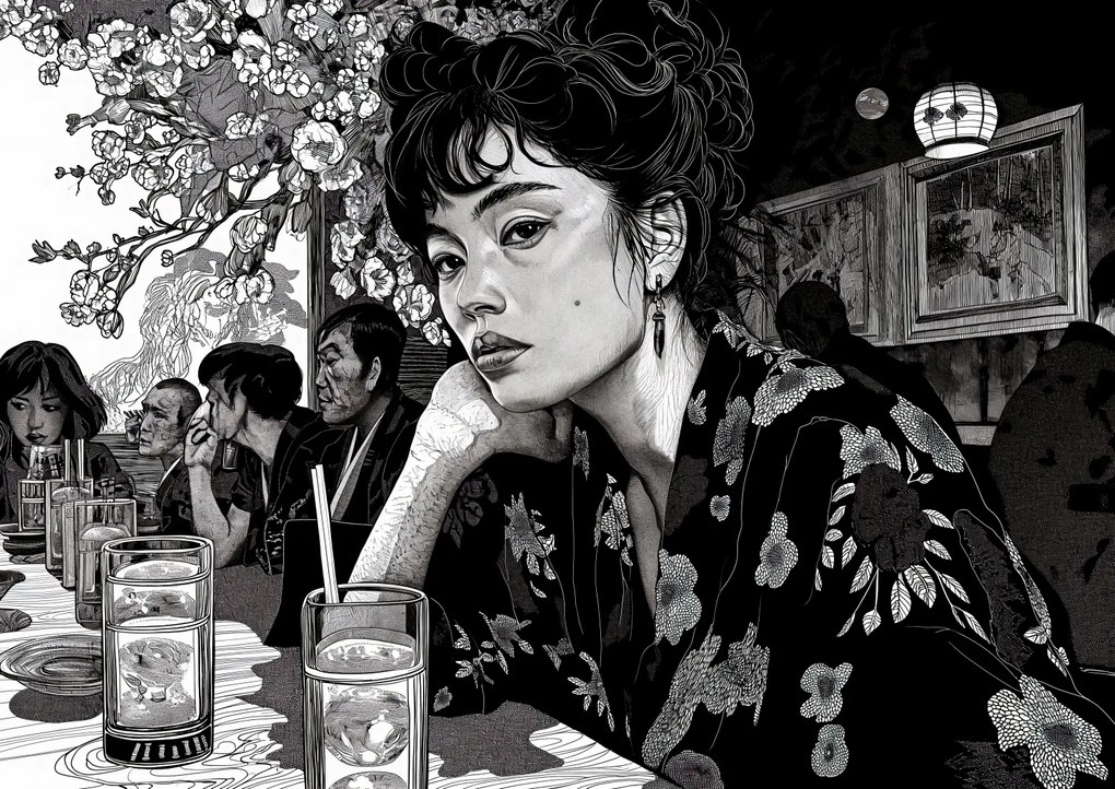 Poszter 59,4x42cm Fekete Kimono