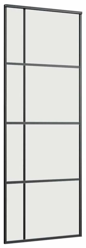 Fekete ESG üveg tolóajtó fémszerelvény-szettel 76x205 cm