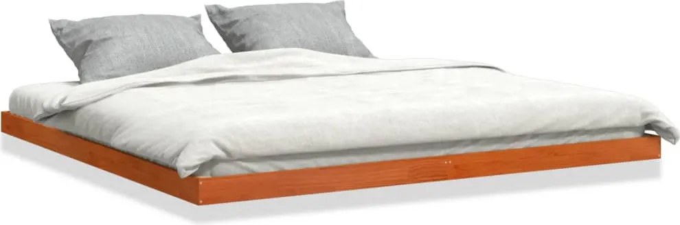 vidaXL viaszbarna tömör fenyőfa ágykeret 200 x 200 cm