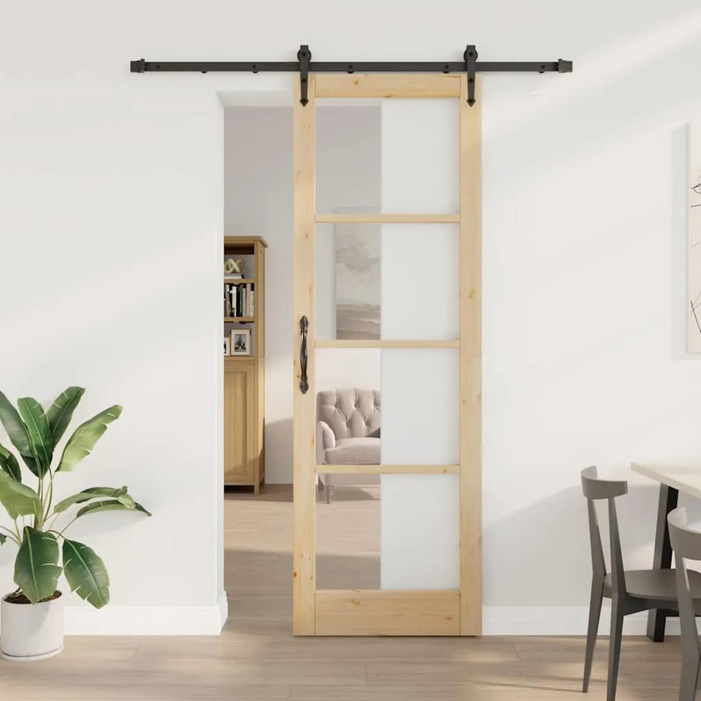 Egyszerű Csúszó Ajtó Barna 78 x 232 cm Fa és fém
