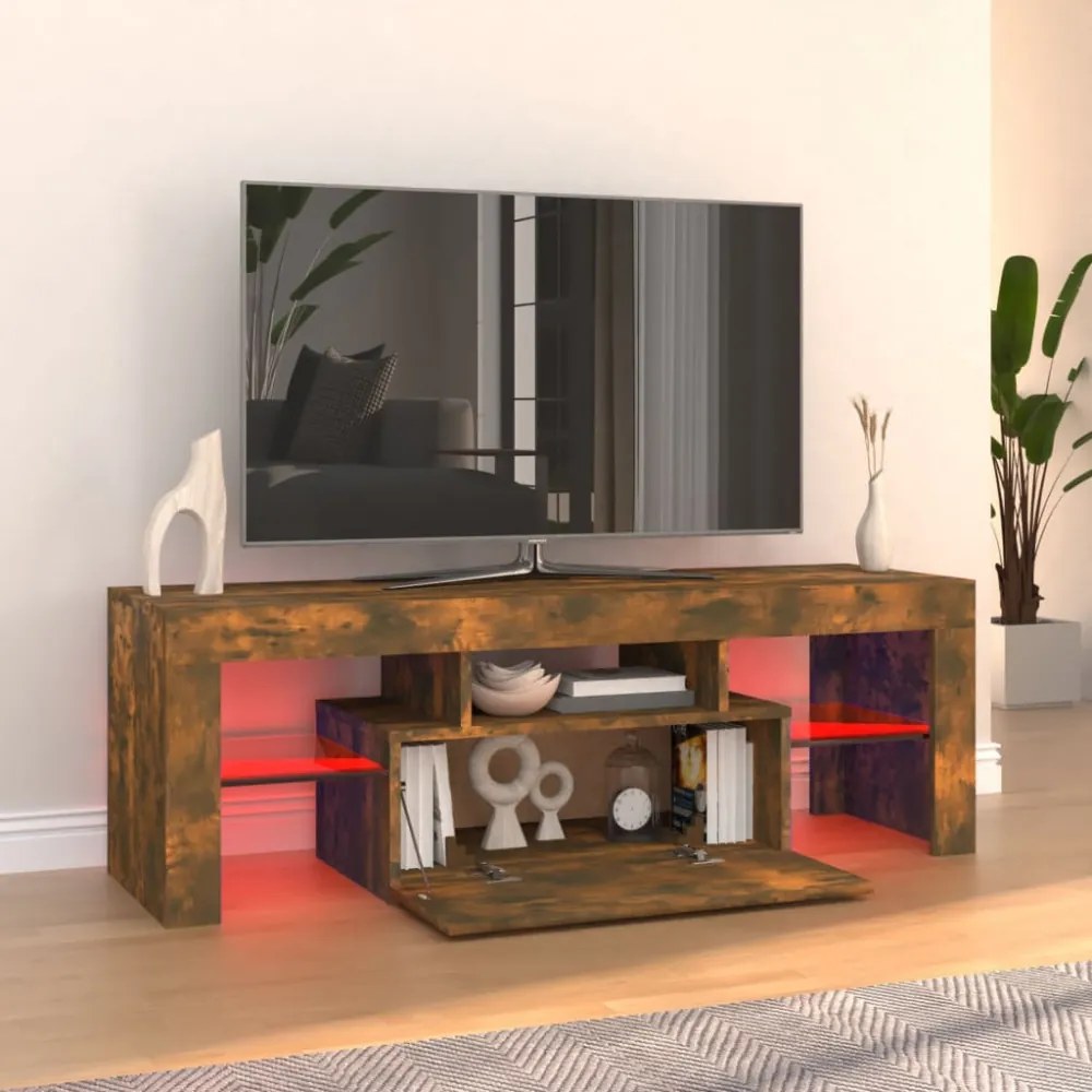 füstös tölgy színű TV-szekrény LED-világítással 120x35x40 cm