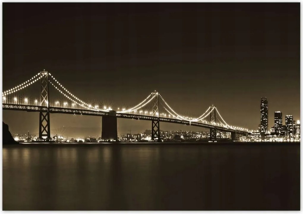 Poszterek 100x70 Híd az éjszakában szépia