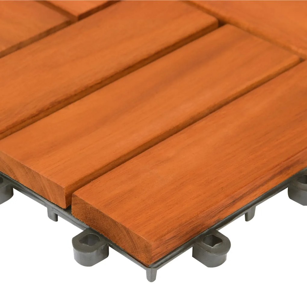 Casaria® Akácfa mozaik fa járólapok - 11 darabos készlet, 30x30 cm