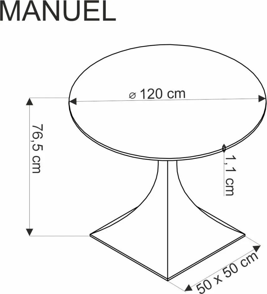 Manuel kerek étkezőasztal – fekete márvány / fekete