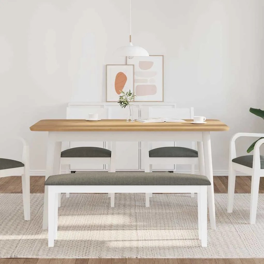 fehér tömörfa gumiból pad 110 cm
