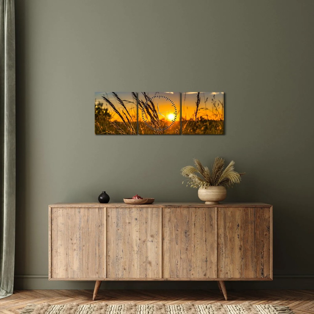 A mező naplementekor képe (órával) (90x30 cm)