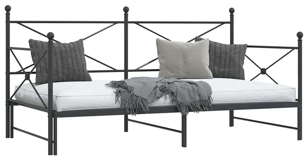 kihúzható kanapéágy matrac nélkül fekete 107x203 cm acél