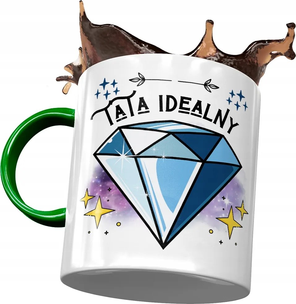 Zöld Bögre Apák Napjára Ajándék Nyomtatott Fotóval