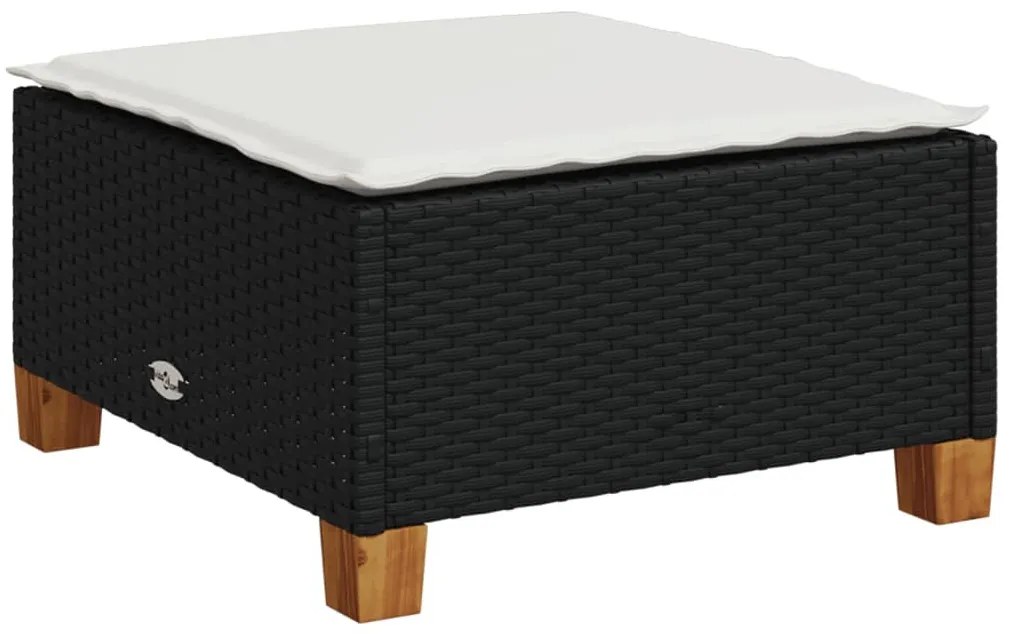 fekete polyrattan kerti szék párnával 63,5 x 56 x 32 cm