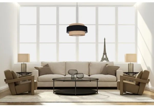 Csillár zsinóron CORSA 1xE27/60W/230V fekete/bézs