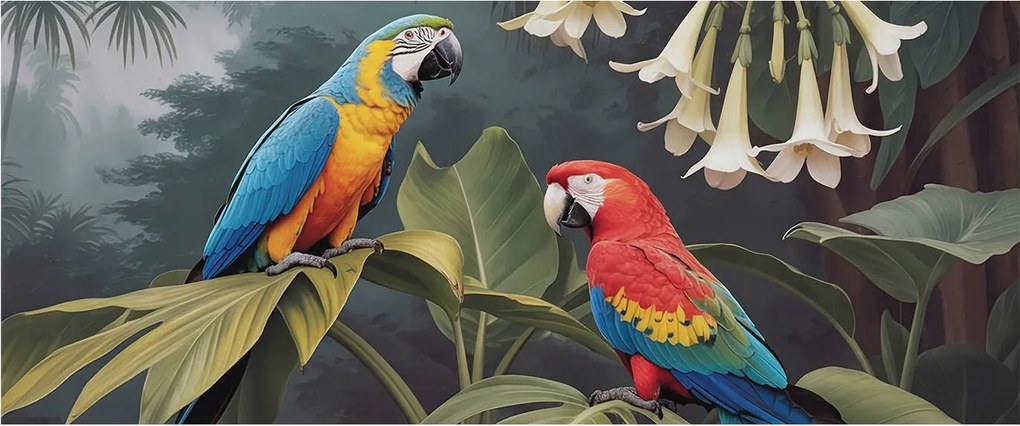 Fotótapéta Flizelina Nappali és Hálószoba Iroda Színes papagájok 250x104