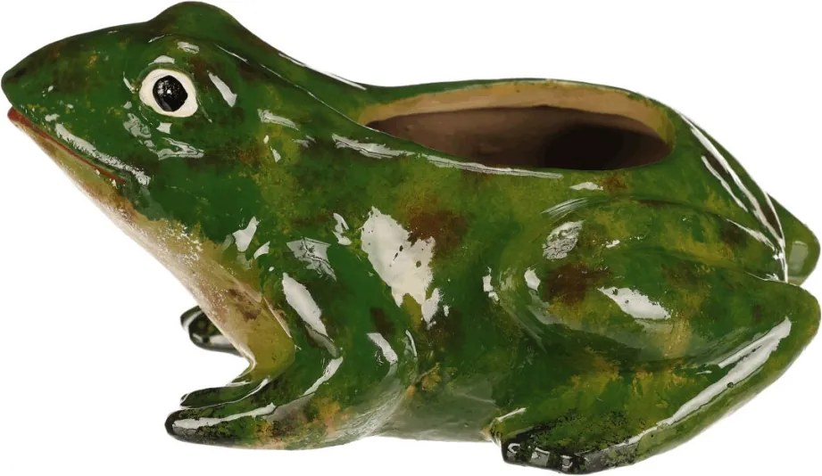 Kerámia virágtartó béka formában zöld
