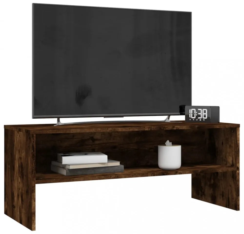 füstös tölgy színű szerelt fa TV-szekrény 100 x 40 x 40 cm