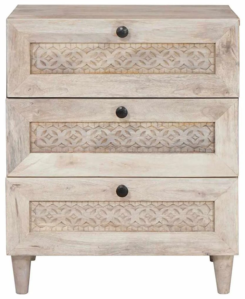 vidaXL Éjjeliszekrény fiókkal Bézs 50 x 33 x 62 cm Tömör akácfa