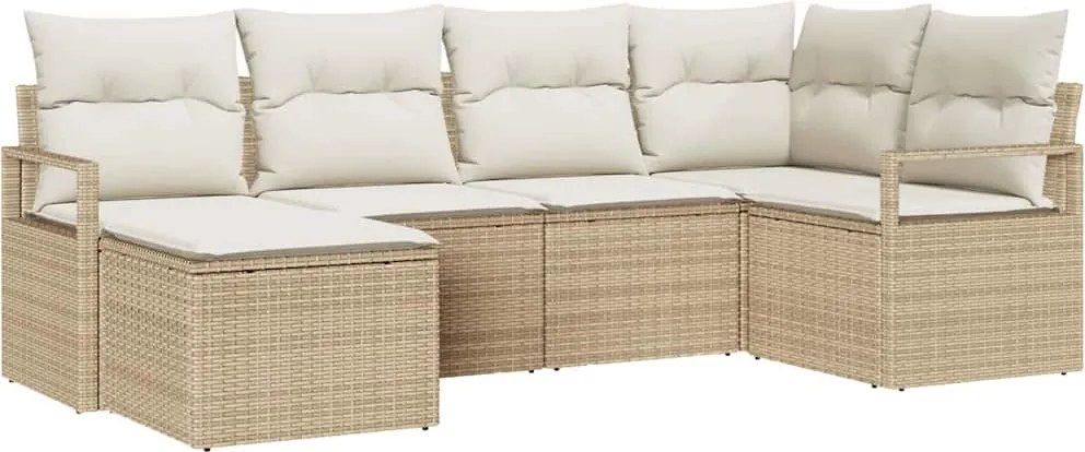 vidaXL Kanapé Szett párnával 6 pcs Bézs polirattan